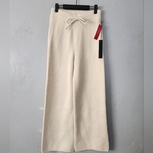 NWT Carbon38  Cozy Cream Knit Ribbed Stretch Wide Leg Lounge Pants Small